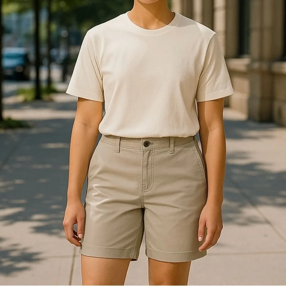 Kim Rogers Shorts Beige Stretch 4 Pocket Classic